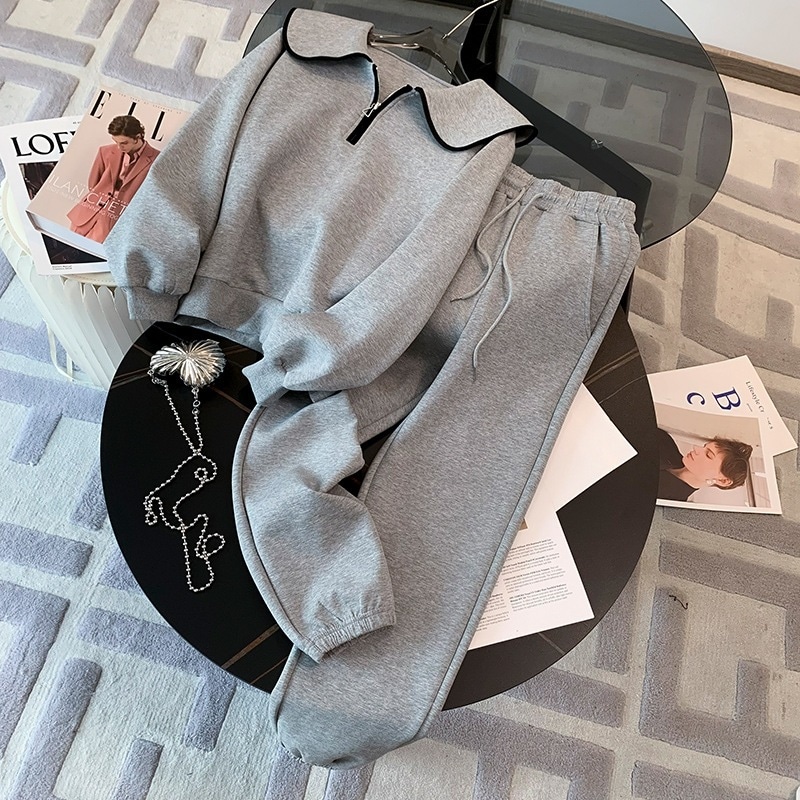 気質スポーツカジュアルスーツレディース秋スタイルラペルスウェットシャツファッション2点セット 7,253円