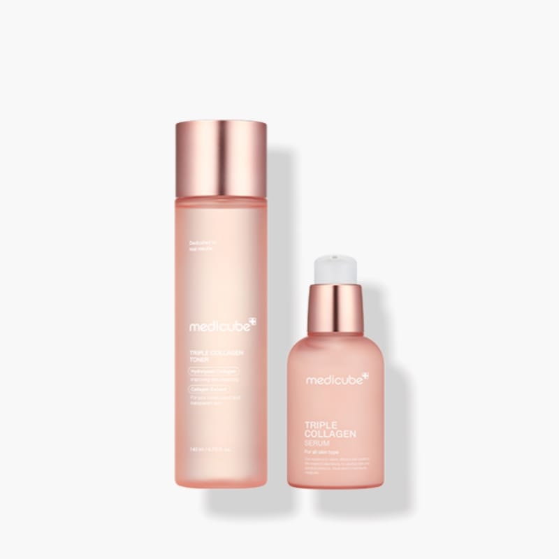 【リニューアル】コラーゲン2点セット(トリプルコラーゲントナー 140ml + トリプルコラーゲンセラム 55ml) / ハリ水分たっぷりのトナー&セラムセット/コラーゲン保湿水分補給肌のハリ