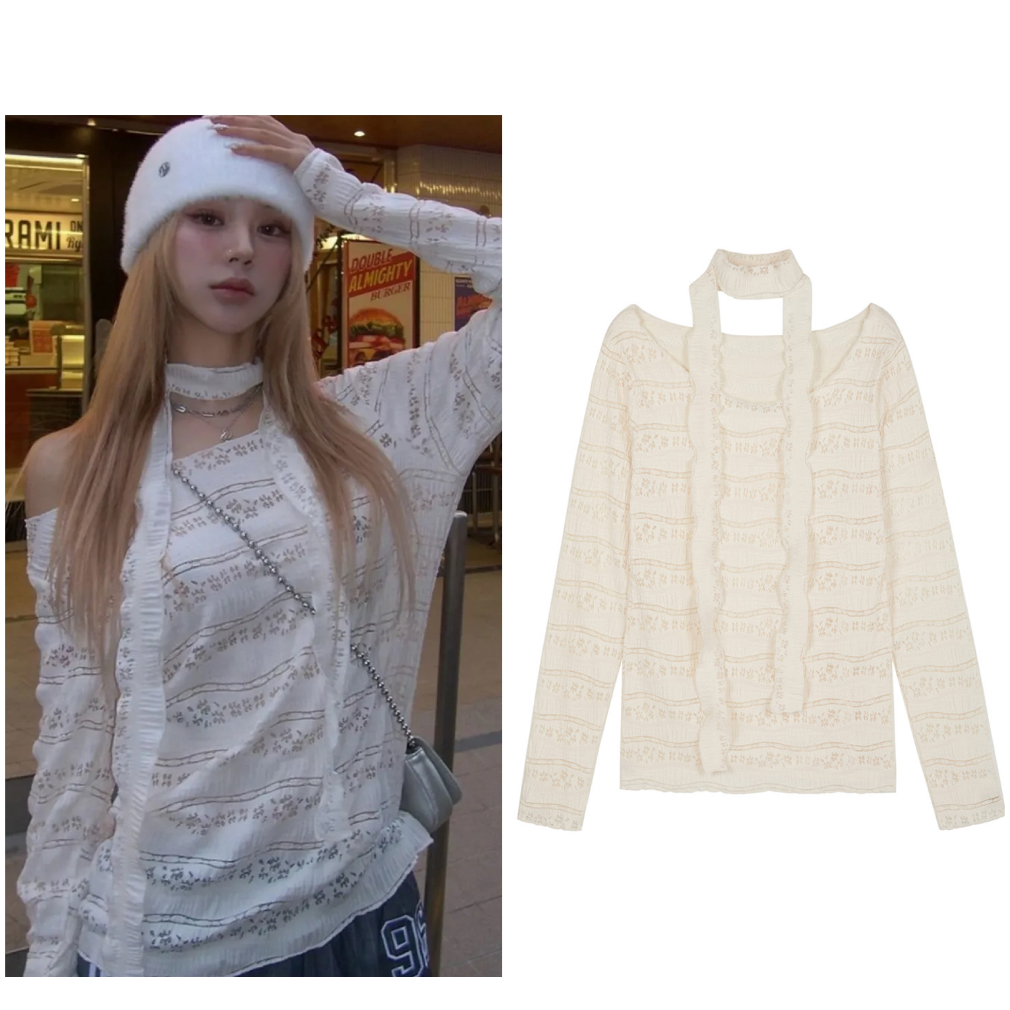 Pattern Punching Long sleeve - Ivory