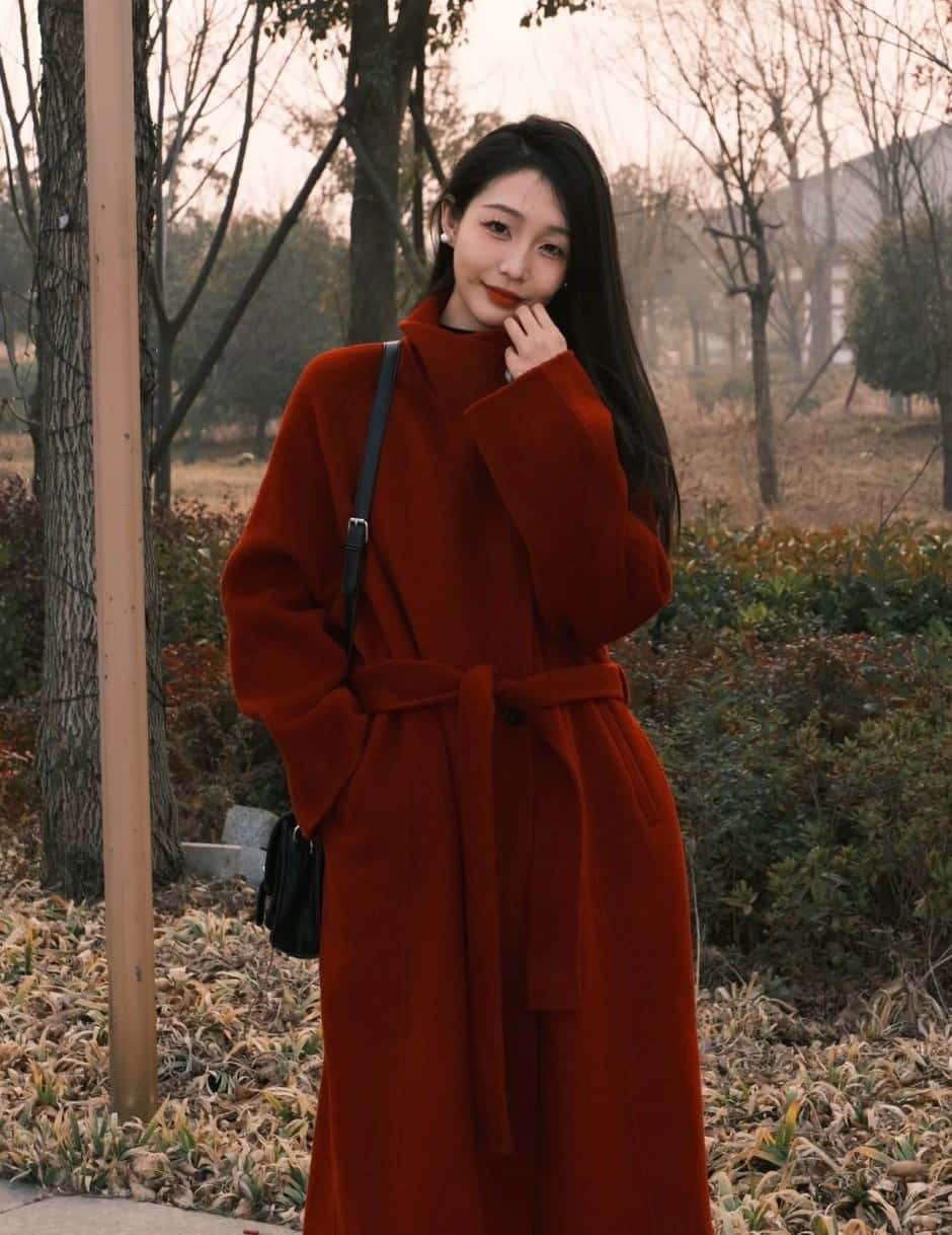 【2024新作】10％ヤクウール 90％羊毛 ハンドメイド コート レディース レッド グレー ブラウン ブラック S～Lサイズ 冬用 防寒 軽量 アウター 【LPIUTY】