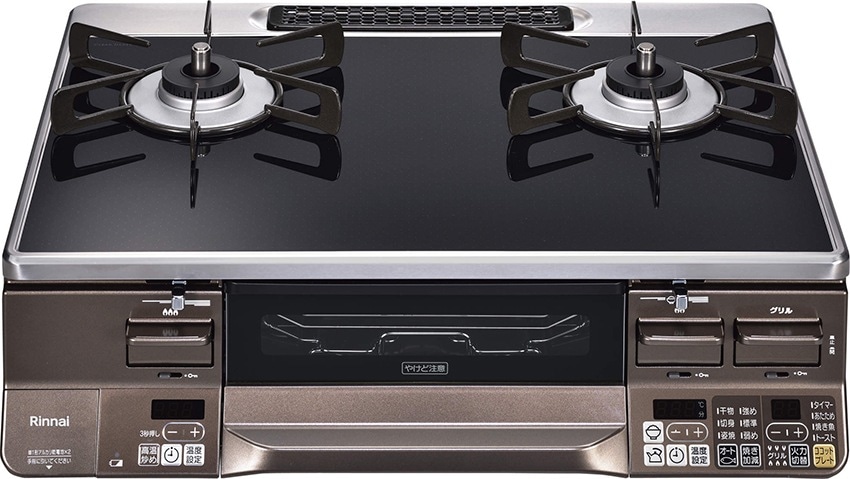 ガスコンロ プロパンガス 2口 左強火力 幅約59cm 料理 水無し両面焼き 消火機能 安全装置　RTS65AWG36R2GA-DBL-LP