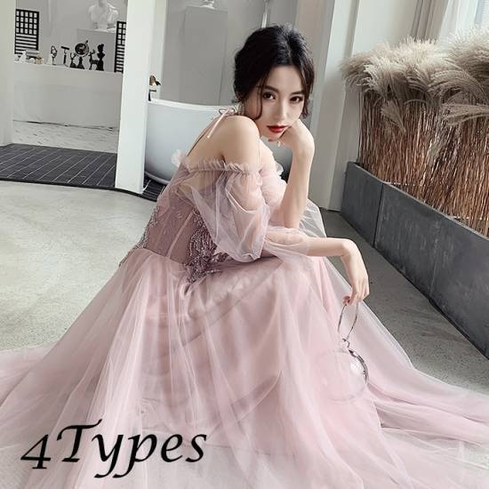 レア商品ドレス パーティードレス レディース ロング 結婚式 二次会 お呼ばれ 演奏会 パーティ フォーマル オフショル 刺繍 チュール エレガント 華やか ガーリー 20代 30代 大きいサイズ