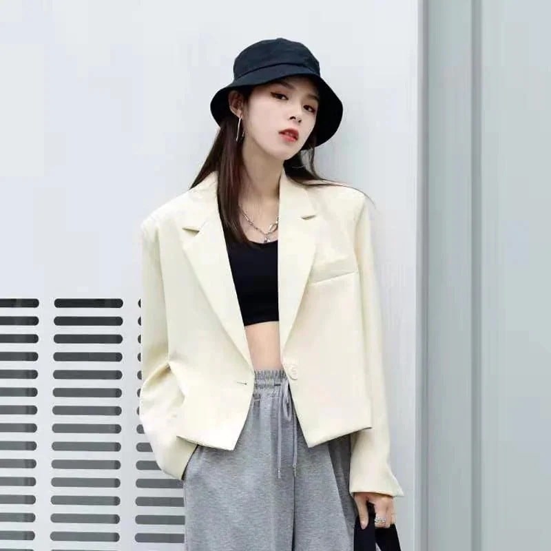 ジャケットリトルブレザーレディースショート丈コート2024作春秋トップスカジュアルリトルブレザー30%までに制限