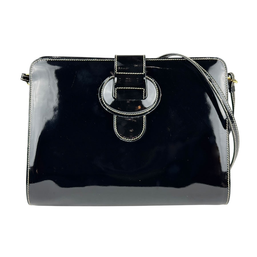 サルヴァトーレフェラガモ Salvatore Ferragamo ショルダーバッグ パテントレザー ブラック レディース z5878