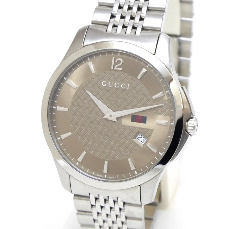 GUCCI 腕時計 クオーツ Gタイムレス YA126310 ブラウン盤 ステンレススチール 【中古】(64490) 28,908円