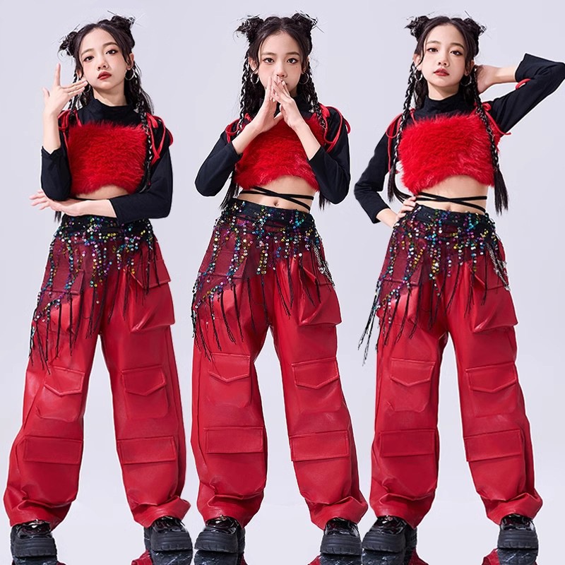 ジャズダンスガールズコスチューム子供ジャズコスチュームガールズトレンディでファッショナブルな秋と冬のスーツをショーニューイヤーデイパフォーマンス