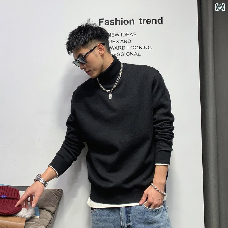 メンズ 秋冬 長袖 厚手 ニット トップス セーター レイヤード カジュアル おしゃれ 普段使い 着やい 動きやい 快適 レジャー アウトドア ワーク