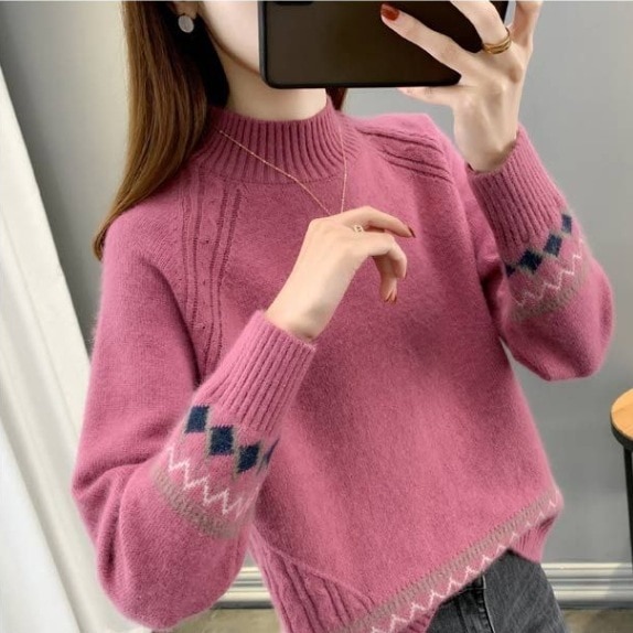 長袖ニットセーター カジュアルニット 秋冬カジュアルトップス ハイネックニットセーター トップス ニットソー セーター プルオーバー 袖あり 長袖 ハイネック スリム ストレート Iライン スマート