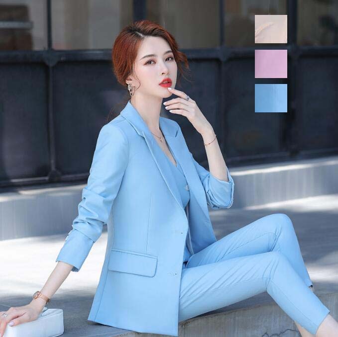 スーツセット 高品質 レディーススーツ セットアップ リクルートスーツ 一つボダン ジャケット+パンツ＋ベスト ビジネススーツ 3点セット パンツスーツ 面接 入学式 卒業式 スリム きれいめ 結婚式