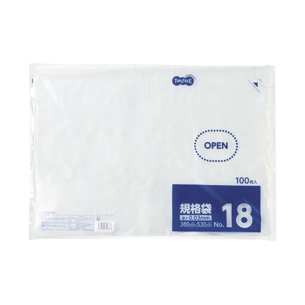 （まとめ）TANOSEE 規格袋 18号0.03x380x530mm 1パック（100枚）[x10]