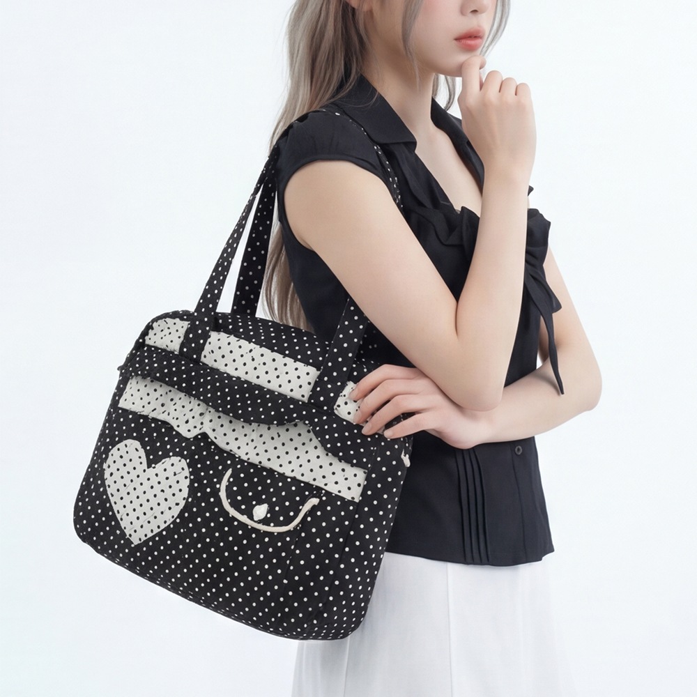 디토 하트 프릴 도트백 에코 숄더백