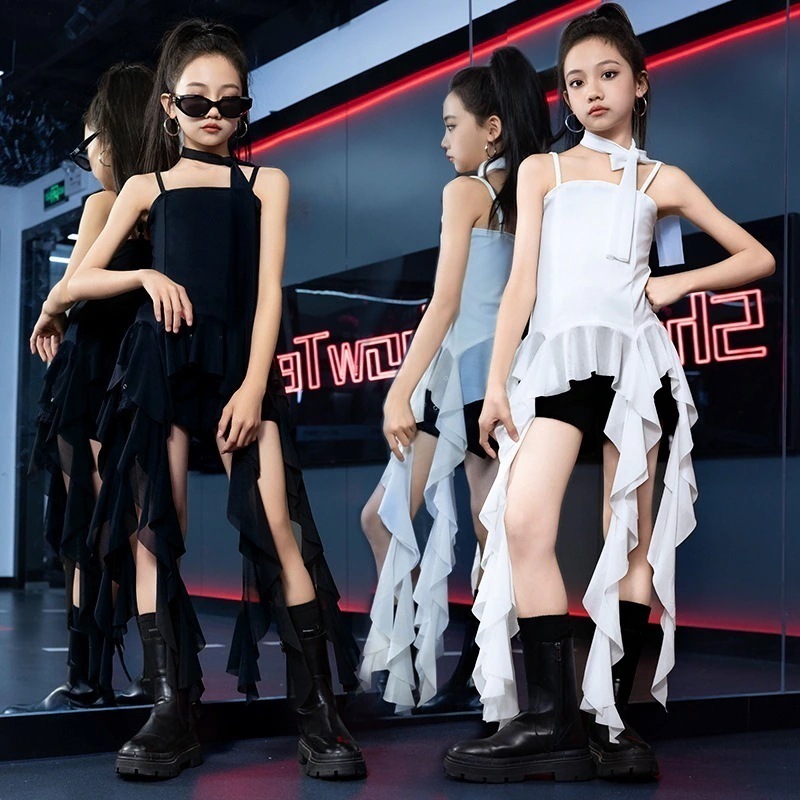 子供用ジャズダンス衣装トレンディな女の子ジャズダンス衣装子供モデルパーソナライズされたストリーマーショースーツ