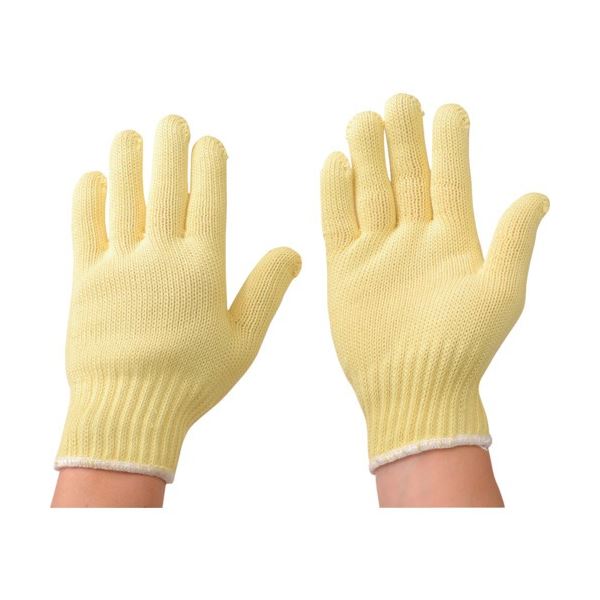 （まとめ）赤尾 ケブラー編手袋 7G-L イエロー/白 AKV7G-L 1双 [x5セット]