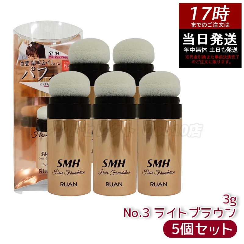 【5個セット】ルアン SMH ヘアファンデーション 3g No.3 ライトブラウン