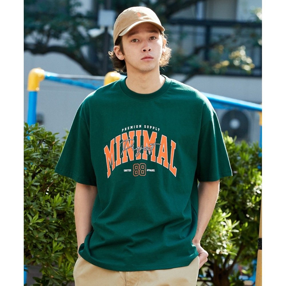 MINIMALPROJECT 88アーチロゴオーバーフィット半袖Tシャツ MST150 [GREEN]