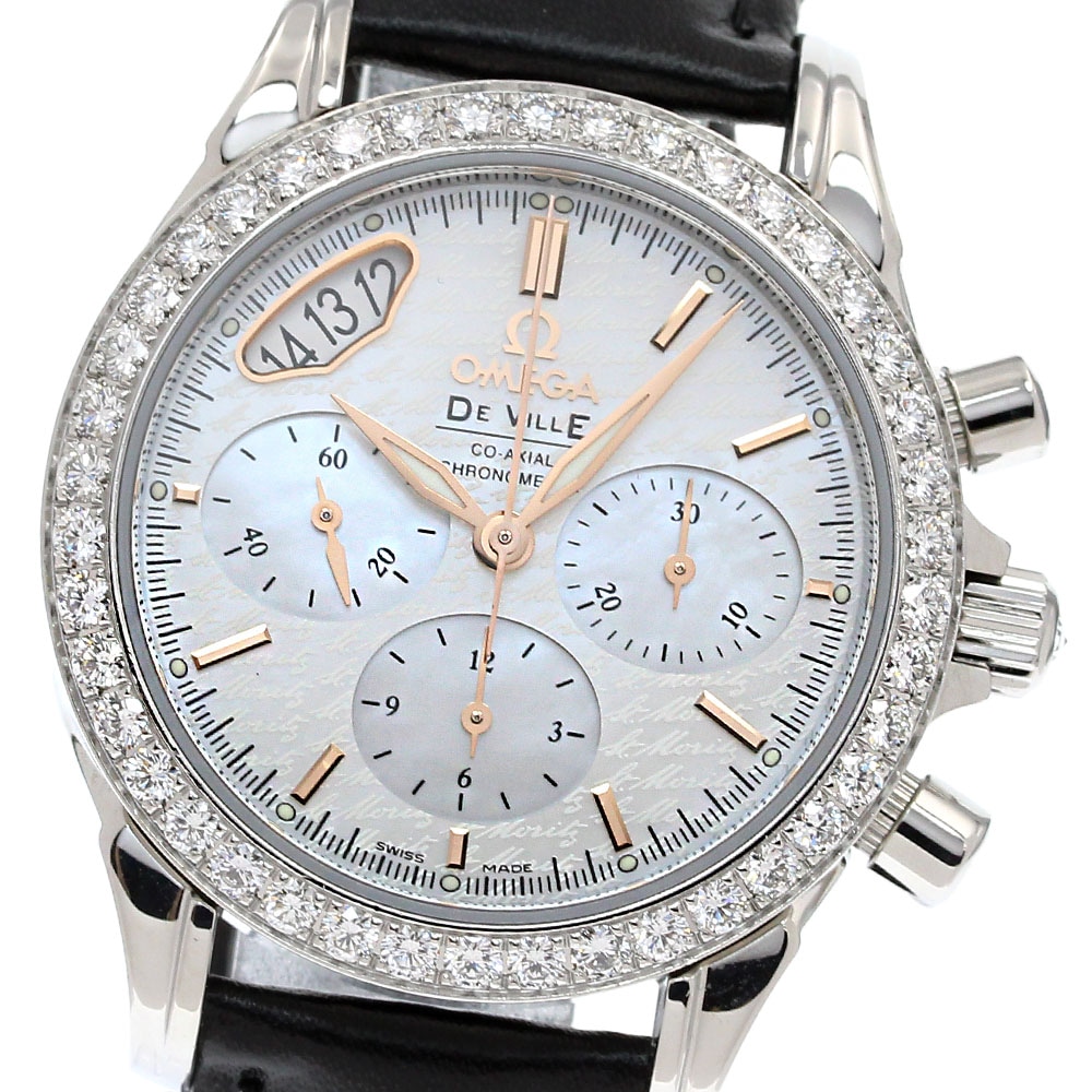 オメガ OMEGA 422.18.35.50.05.001 デビル コーアクシャル クロノグラフ ダイヤベゼル 自動巻き レディース 良品 _832461【中古】