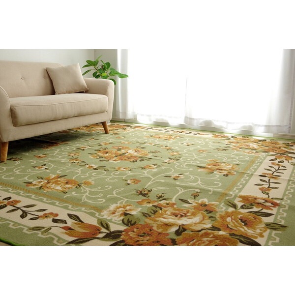 1340560123402 撥水キャンベル 江戸間3畳 GN 176×261 グリーン カーペット メーカー直送