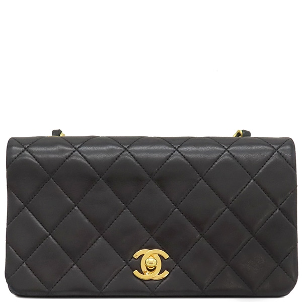 シャネル CHANEL ショルダーバッグ マトラッセ フルフラップ ミニ ラムスキン ブラック ゴールド金具 黒 チェーンショルダ― ココマーク 1****** 【箱】【中古】