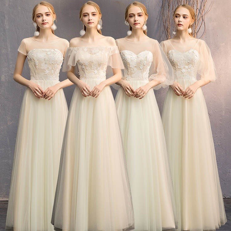 ブライズメイド ドレス ロング シャンパン お揃いドレス お呼ばれドレス パーティードレス ロングドレス 演奏会 ピアノ 発表会 フォーマル 結婚式 20代 30代