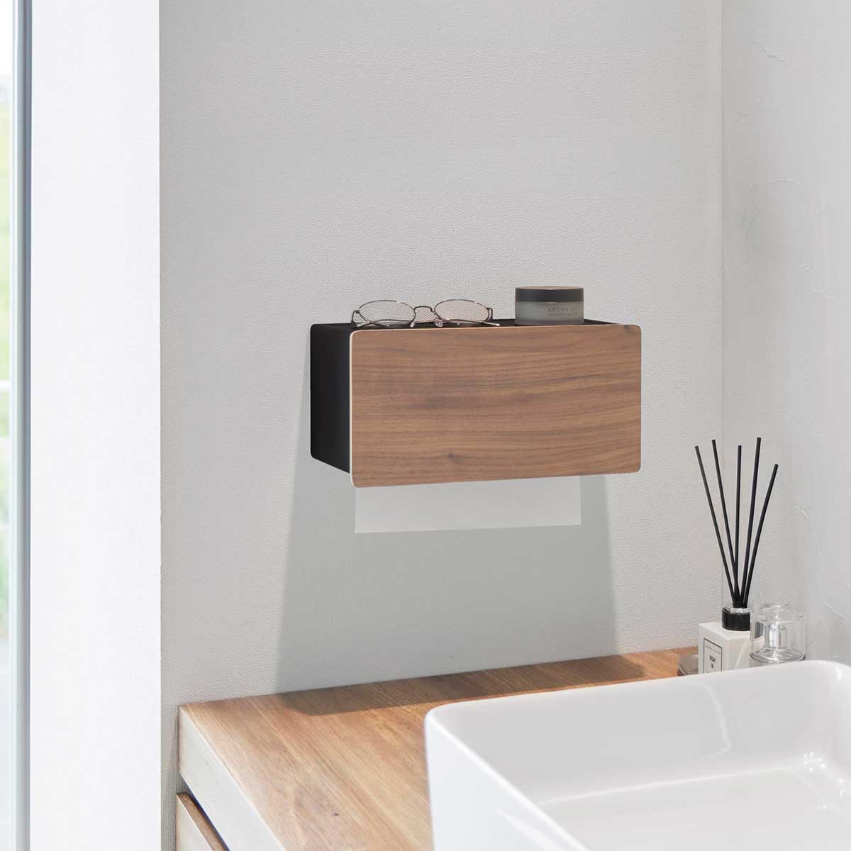 ペーパータオルホルダー 山崎実業 RIN リン ウォールペーパータオルディスペンサー 石こうボード壁対応 10114 ブラウン