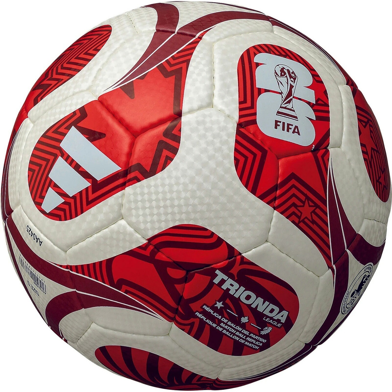 サッカーボール 2026 FIFAワールドカップ 5号球 トリオンダ リーグ ホワイト×レッド 中学生以上 検定球 ADF524WR