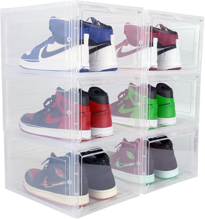 シューズケース シューズボックス スニーカーケース スニーカーボックス 靴箱 収納ボックス 靴収納 フィギュアケース ディスプレイケース 棚 クリアボックス 6個セット