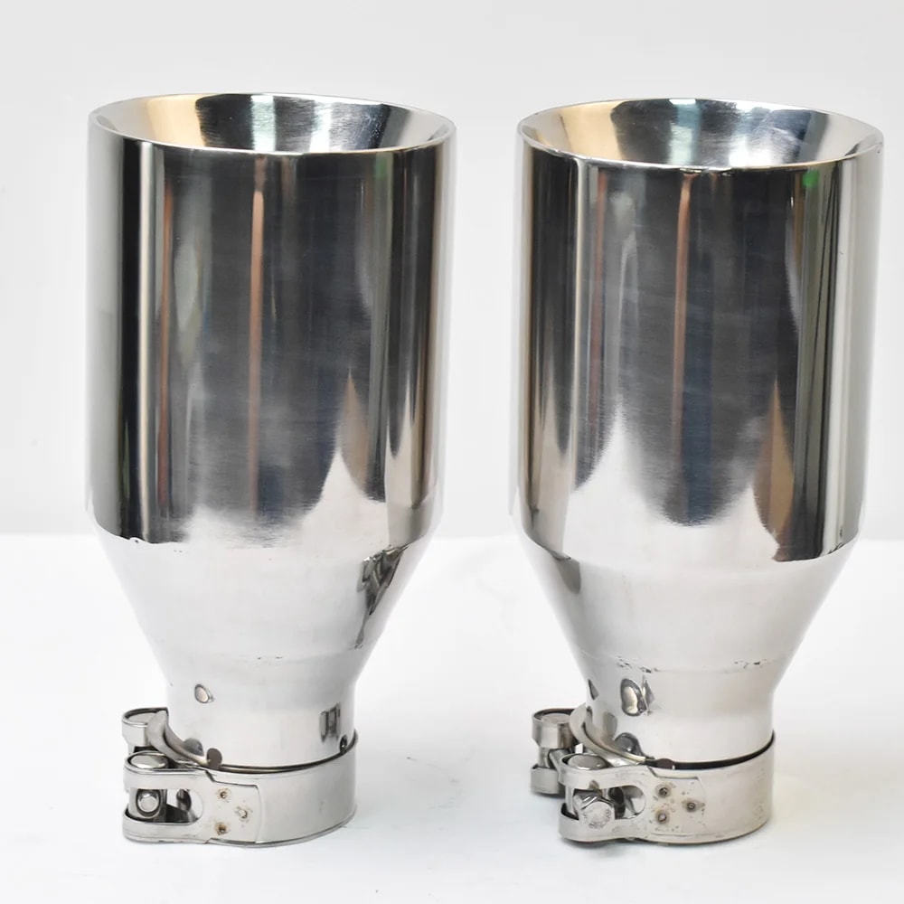 光沢のあるステンレス鋼の車の排気,1ピース,車のエキゾーストパイプ,サテンエッジ,フラットシニーサイレンサー