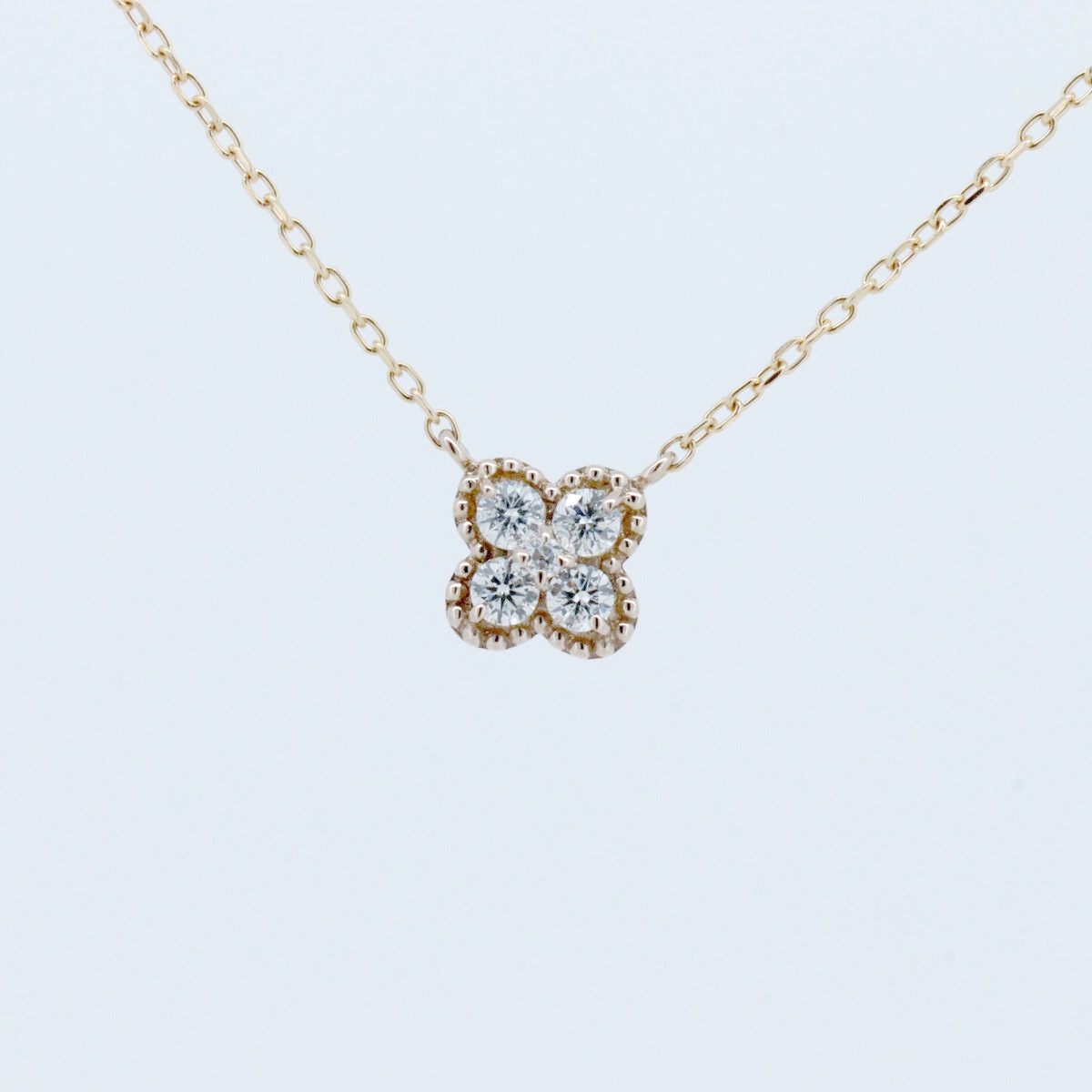 ダイヤモンド ネックレス 0.12ct フラワーモチーフ K18PG(18金 ピンクゴールド) 質屋出品
