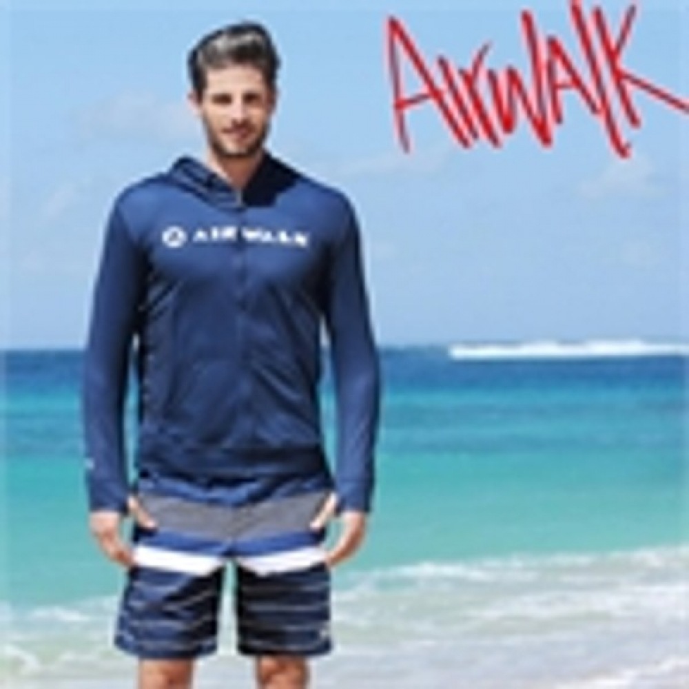 (エアワーク) エアワークサーフメンズラッシュガードセット (フードジップアップ+トランク) YAWE5037_NV+LAWE0903_NV