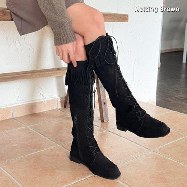 女性用冬ブーツ スエードロングブーツ K63