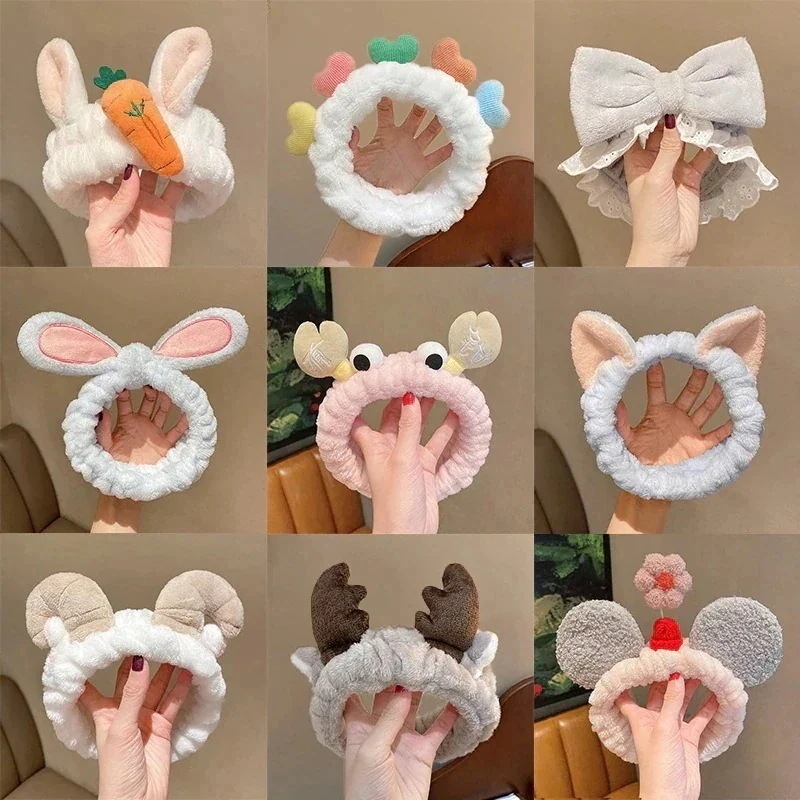 【急速出荷!】1つ買うと10個韓国大人気 塗布膜束ヘアバンド 女性の顔を洗う女 可愛い ヘアバンド 洗顔 おメイク落とし