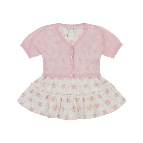 TC01 夏 ローラン半袖フラワーワンピース(カーディガン)(PINK)_ 01T32405858 (E49722709)