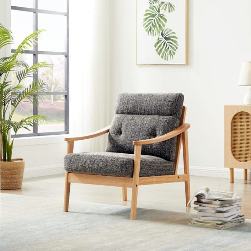 木肘ソファ 1人掛け ファブリック エレガント 肘付き おしゃれ 一人暮らし シンプル 北欧 ZF-1533 1P