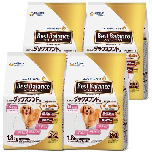 ドッグフード ドライ カリカリ仕立て ミニチュア・ダックスフンド用 シニア 13歳以上用 7.2KG(1.8KG×4) 国産 ユニチャーム[ケース品]