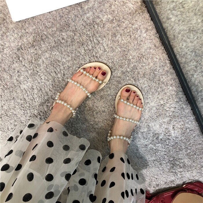 サンダル レディースサンダル フラット ぺたんこ ペタンコ ストラップ ビジュー ビジューサンダル