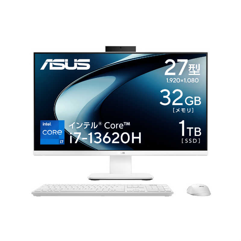 ASUS エイスース　デスクトップパソコン V400 AiO (V470VAK) [27型/Win11 Home/Core i7/32GB/1TB] ホワイト　V470VAK-WPE092W