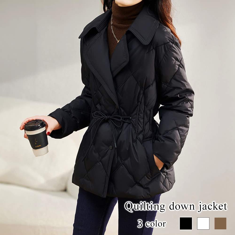 ダウンジャケット レディース キルティングダウンジャケット 丈 コート 40代 大きいサイズ おしゃれ 軽量 ハーフ ショート ブランド フード 人気 軽い 冬 春 きれいめ ショートコート ダウンコ