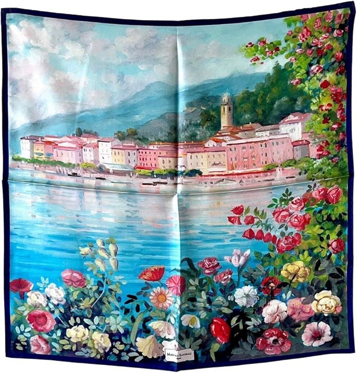 マッシモ ラヴィナーレ スカーフ レディース シルク100% 小判 50x50 正方形 イタリア製コモ湖( コモ湖, Free Size)