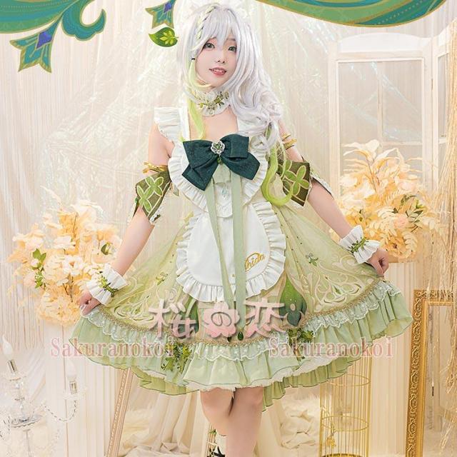 原神 げんしん genshin Nahida ナヒーダ メイド 風元素 衣装 cosplay イベント パーティー コスチューム 変装 仮装 uw1687