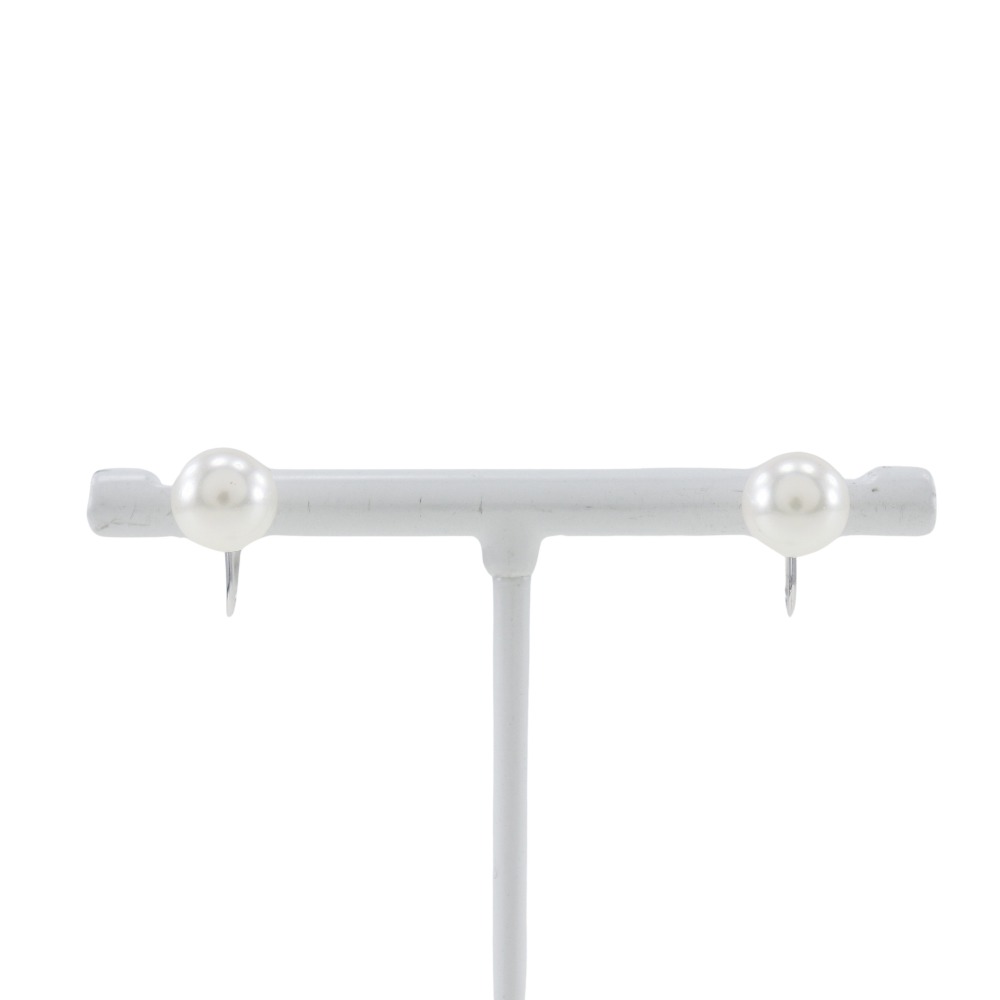 真珠 イヤリング 7.3ｍｍ K14ホワイトゴールド パール 約1.8g レディース 中古品 Aランク