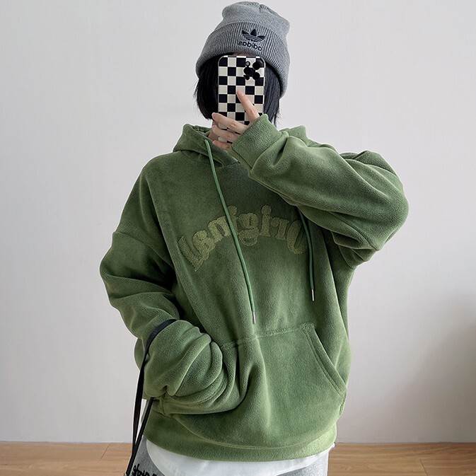 パーカー レディース トップス フード付き フーディー プルオーバー ボアパーカー ワンサイズ フリーサイズ グリーン 緑 ピンク アプリコット ブラック 黒 大人カラー くすみカラー フリース ロゴ