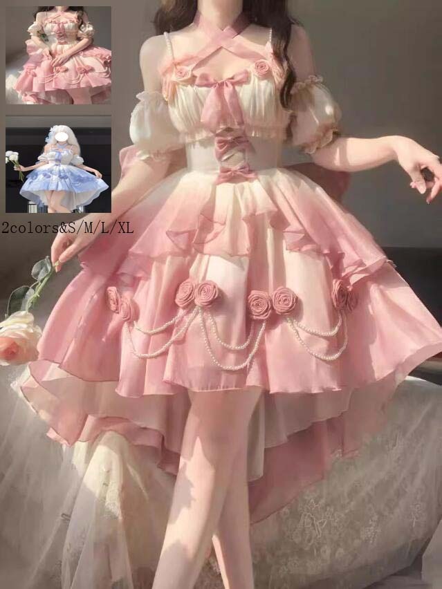 『目玉新商品』ワンピース Lolita レディースワンピース 可愛い 姫様 ロリータ風 ワンピ 萌え萌え 日系女子中高生 イベント衣装 切り替え風 コスチューム 衣装 学園祭 文化祭 日常着 写真撮影