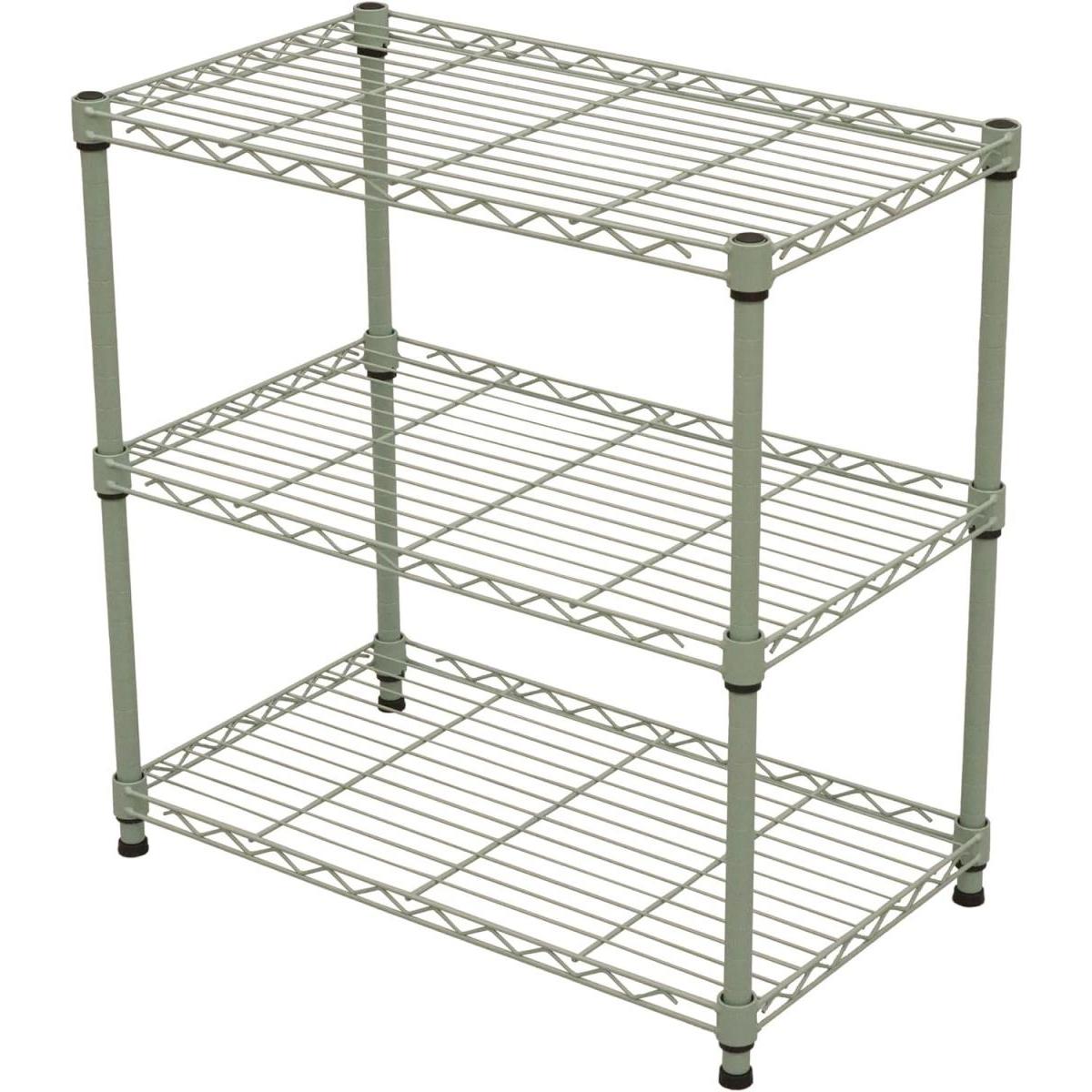 【I】エイ・アイ・エス AIS メタルラック 本体 グリーン 幅60x奥行35x高さ61.8cm NS6035-1GR 19Φスチールラック 3段 棚 ラック お客様組立