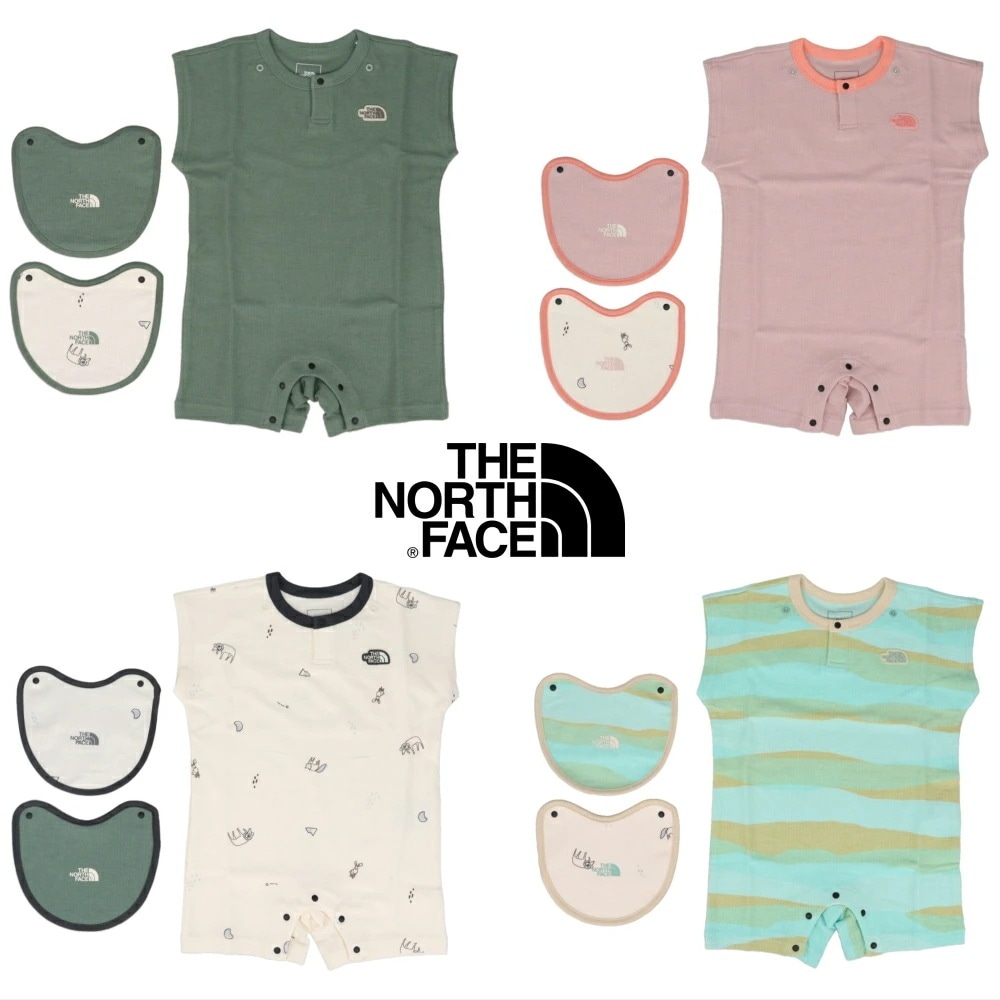 正規品 ベビー ラッチ パイル ロンパース & 2P ビブ NTB12567 DG/ダックグリーン/MK/メタルピンク/DD/ドゥードルズ/GB/グリーンブルーリー/