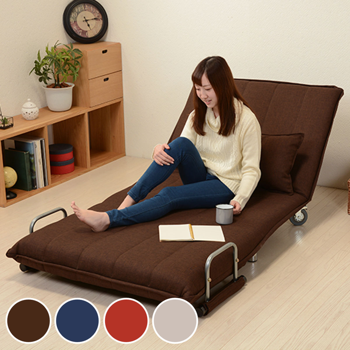 ソファベッド シングル 14段階リクライニング キャスター付 ベッド ソファ ソファー ソファーベッド リクライニング 折りたたみ カウチ シングルベッド クッション 来客用 フロアソファ
