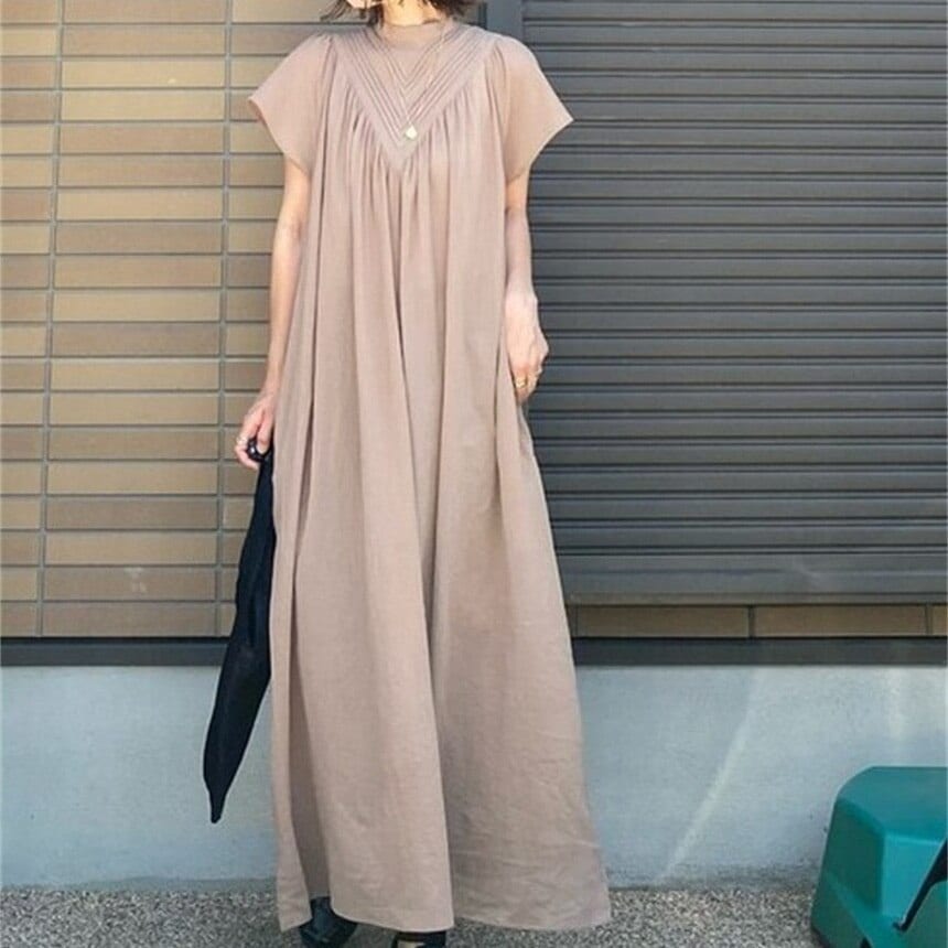 ワンピース レディース 半袖 ロング丈 スカート お食事会 デート 女子会 買い物 ショッピング 無地 プレーン 半袖ワンピース ゆったり 個性 大人カジュアル カジュアル 大人可愛い 可愛い かわい