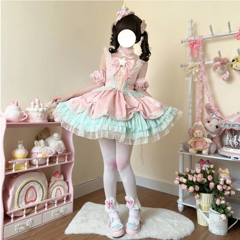 【星の祈願】ロリータ洋服が可愛いキャミソールワンピース女