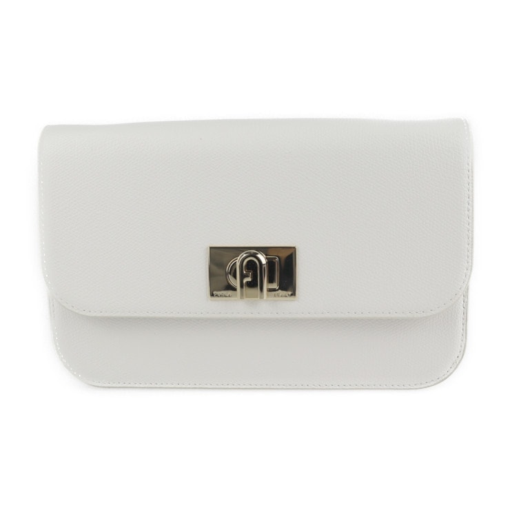 超美品 Furla フルラ 2WAY クラッチバッグ ショルダーバッグ EAW4A レザー ホワイト ゴールド金具 1927 ポシェット ターンロック【本物保証】