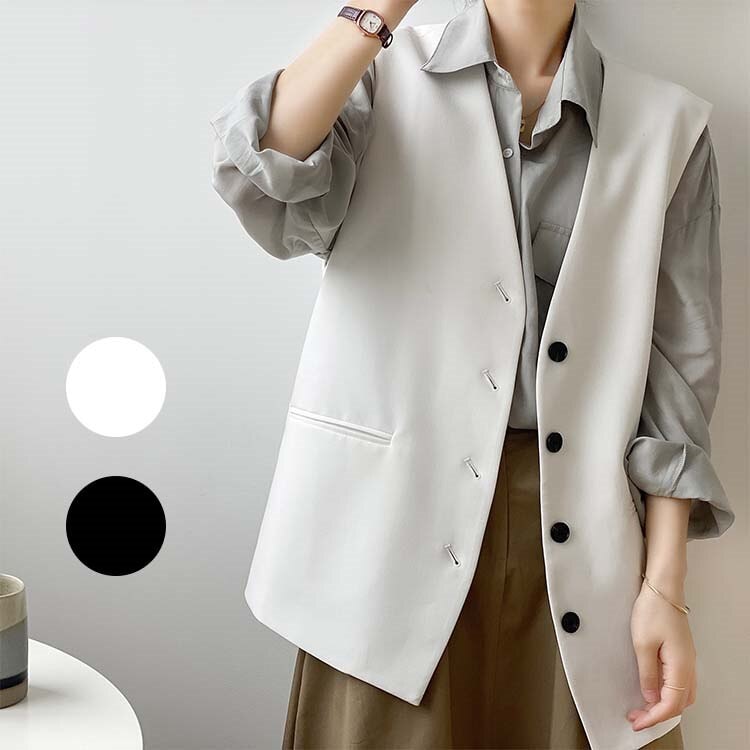 レディースベスト前開きスーツ生地大きいサイズ