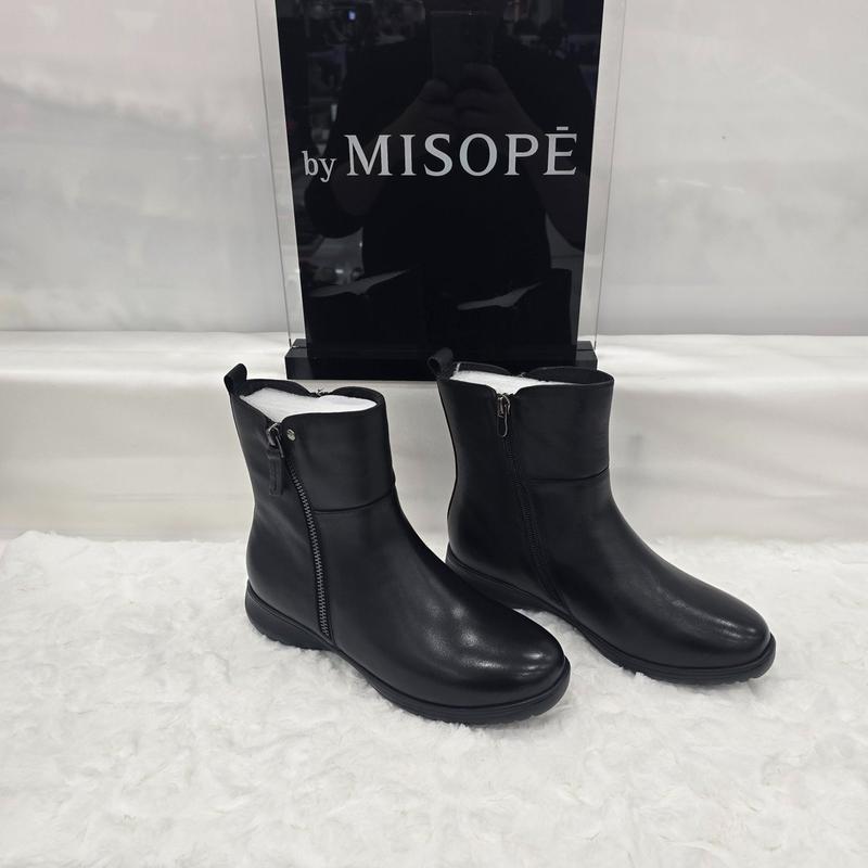 By 女性 フェイクファー裏地 アンクルブーツ 612HT446DT002 BLACK 4 JJ